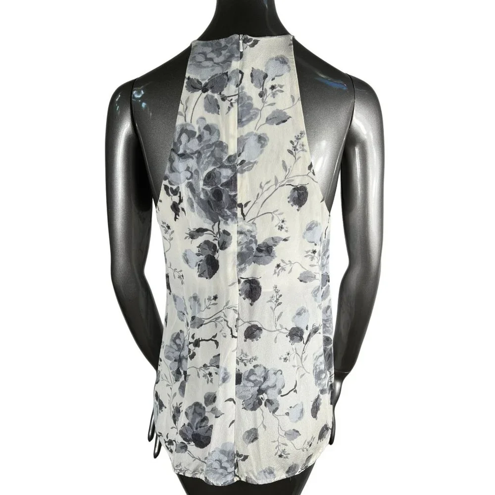 Zimmermann Floral Silk Top White Grey Halterneck Blouse 1 US 6 - Picture 5 of 9